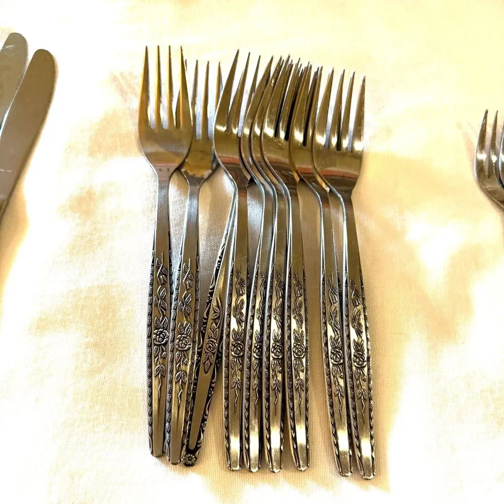 Interpur Flatware Mexicali Rose Butter Knives Forks Tablespoons Spoons